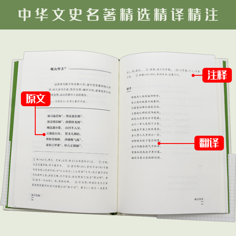 陈子昂集 中华文史名著精选精译精注丛书 全民阅读版 32开精装 诗文主张复古 精选陈子昂诗62首 文4篇 注释 翻译 导读 - 图1