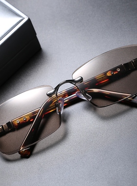 墨镜天然水晶无框切边清凉太阳镜