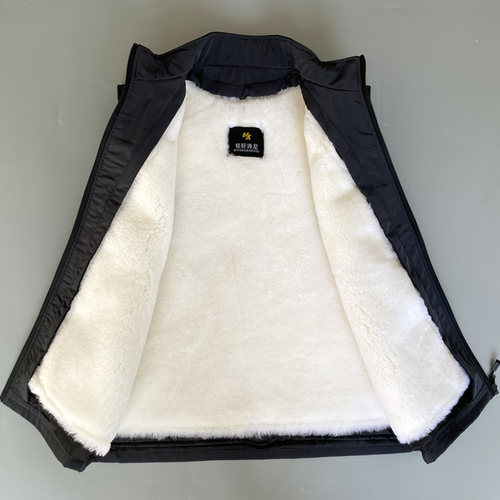 秋冬季羊毛马甲男真毛皮毛一体坎肩爸爸装中老年加厚背心马夹保暖 - 图0