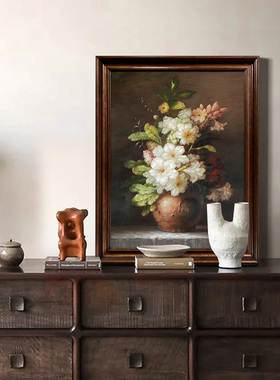 u作【遇见花开】中古风装饰画古典欧式美式客厅挂画餐厅油画花卉