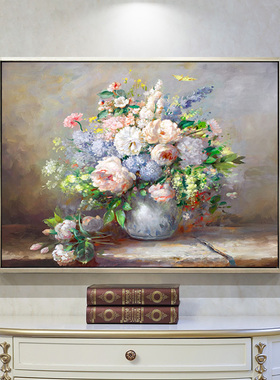 u作【百花绽放】中古风装饰画欧式美式古典挂画静物花卉手工油画