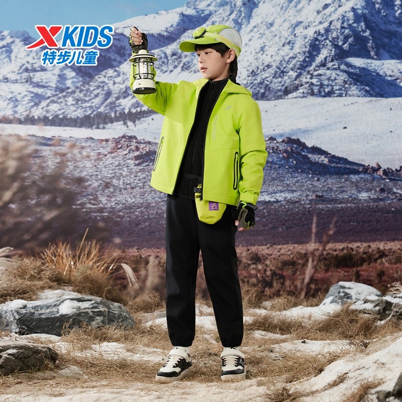 小彩壳|特步童装儿童外套男童冬季户外防风加厚款摇粒绒加绒上衣,淘宝优惠券,粉丝福利购,淘宝优惠卷