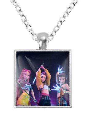 欧美爆火电影-Kpop Demon Hunters猎魔女团时光宝石正方形项链