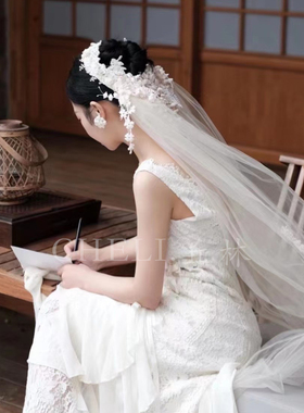 cheli丘林齐地婚纱头纱