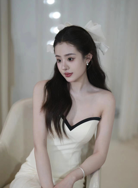 丘林韩系白色蝴蝶结发饰结婚配饰