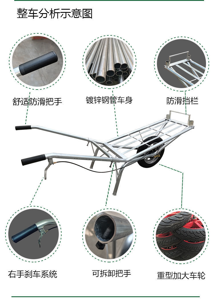 农用独轮鸡公车平板单轮手推车建筑工地田园果园用搬运拉货小推车