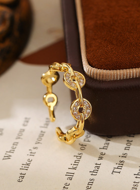 春节新款铜钱戒指中国风时尚开口戒轻奢时尚小众高级感食指戒