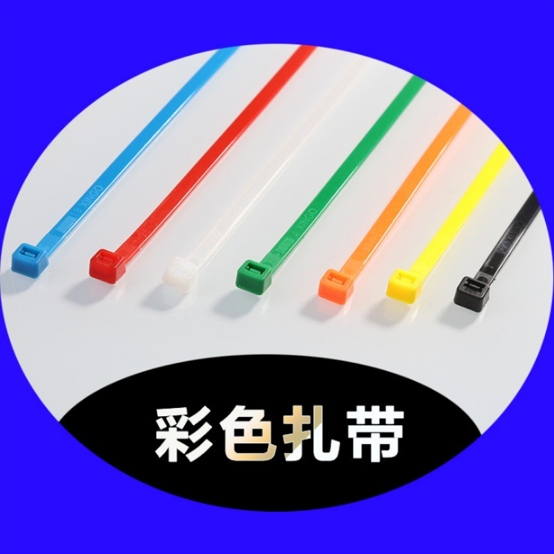 彩色扎带 5*200mm国标环保尼龙扎带 束线带线扣 红绿黄蓝黑白扎带 - 图0