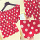 ເສື້ອຢືດແຂນສັ້ນ Polka dot ບ່າໜຶ່ງ