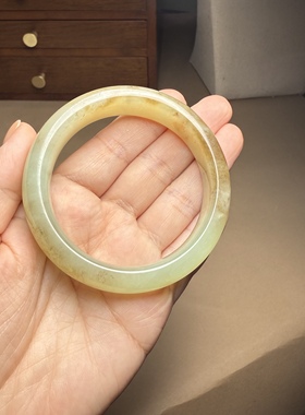 H57和田玉 手镯 玉镯 镯子 53MM 圆镯福镯 珍品 天然 轮胎 证书