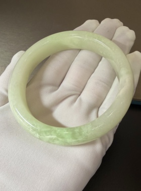 I212和田玉玉镯子手镯59圈口手饰文玩保真翠青高级感顺丰证书