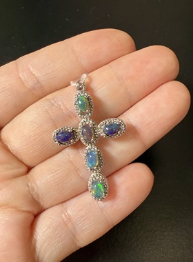 H515欧泊OPAL吊坠挂坠银镶国外订单福利现货孤品证书