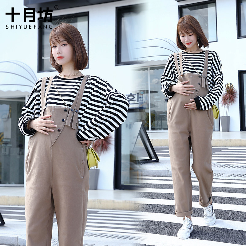 春秋季背带裤宽松外穿潮孕妇裤子 十月坊孕妇打底裤