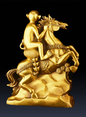 铜马上封侯纯铜马摆件办公室礼品