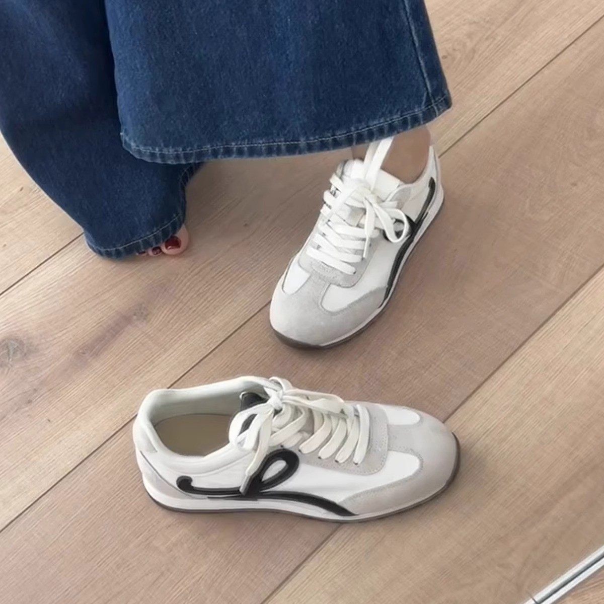 2025秋季复古德训鞋百搭拼色系带休闲运动鞋女平底小白鞋阿甘鞋潮,淘宝优惠券,粉丝福利购,淘宝优惠卷