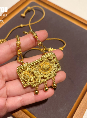 韩国东大门镂空花开富贵铃铛项链