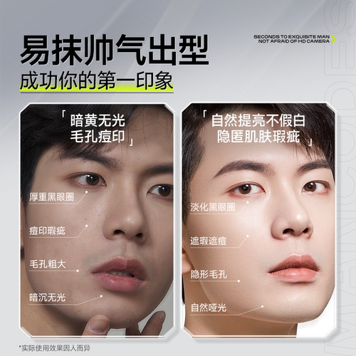 左颜右色素颜霜男士专用修颜bb霜自然遮瑕膏痘印控油粉底液化妆品 - 图1