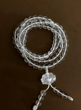 天然白水晶情侣民族风佛珠手串