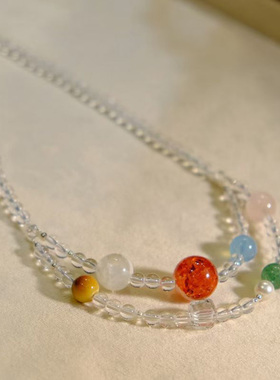 白水晶项链女款配饰轻奢小众双层