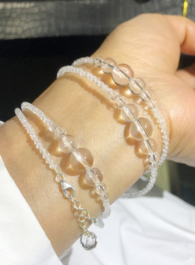 白水晶手链女款叠戴东海手串饰品