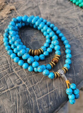 佛珠108虎眼石藏式绿松石民族风