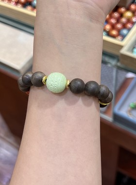 花道语阁白棋楠沉香木单圈手链