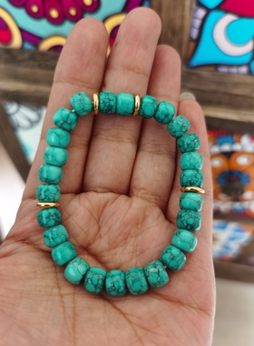 花道语阁男女绿松手链盘玩变色