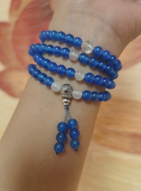 情侣蓝玛瑙108颗佛珠念珠修行