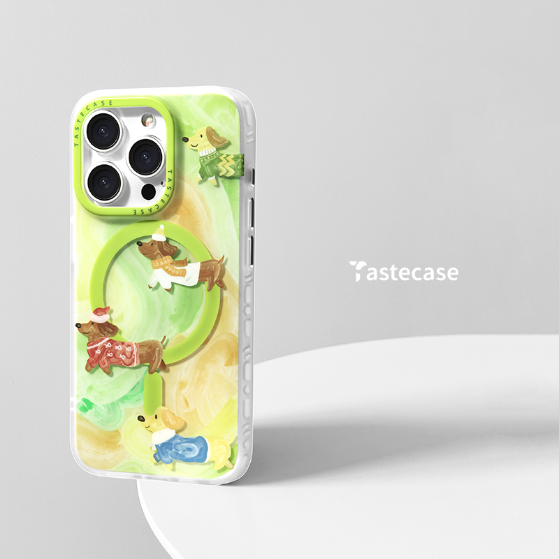 Tastecase牛油果绿腊肠狗磁吸手机壳适用苹果iPhone15ProMax原创MagSafe可爱卡通14新款小众13创意防摔保护壳-图0