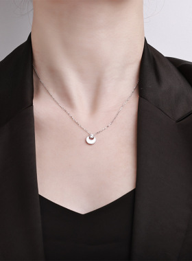 新款925纯银莫桑石吊坠2025贝母毛衣链女高级感秋冬项链女项饰