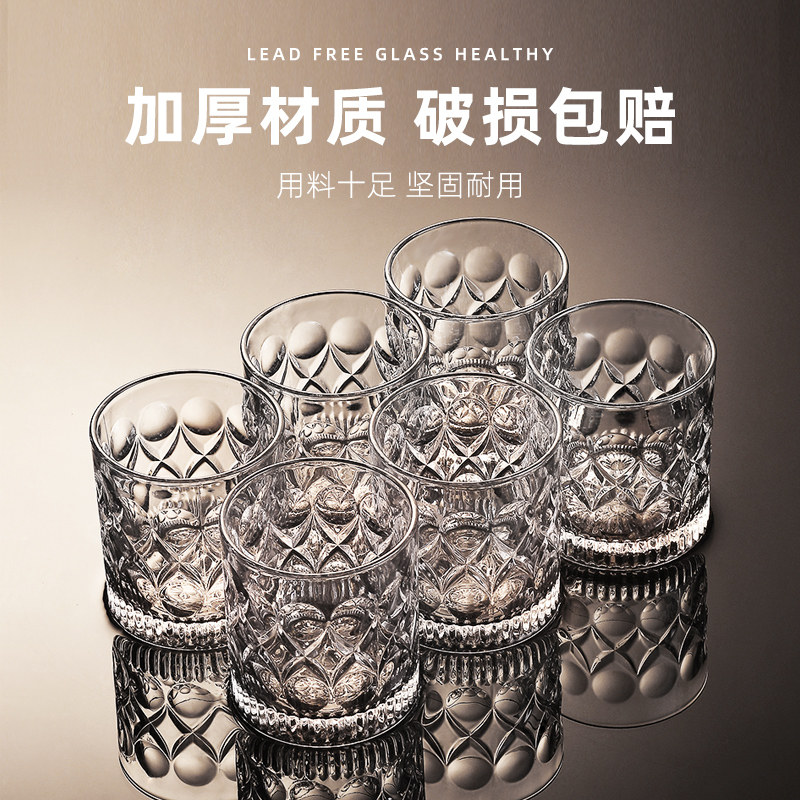 威士忌酒杯家用复古水晶玻璃洋酒杯创意ins风八角啤酒杯酒吧套装,淘宝优惠券,粉丝福利购,淘宝优惠卷
