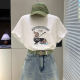 Short sleeve t-shirt women's loose top cartoon printed cotton