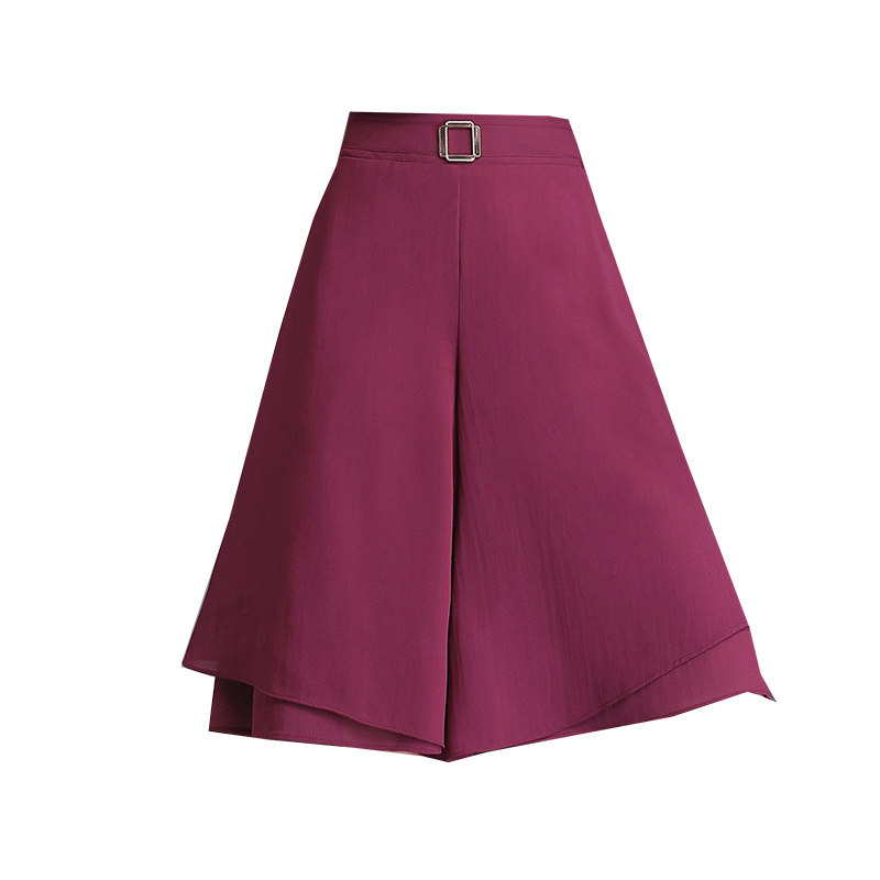 冰丝五分裤夏季雪纺阔腿裤子垂感裤 千禧纳休闲裤