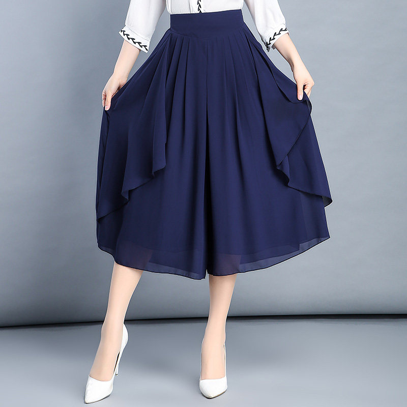 女2020新雪纺松紧腰七分裤 千禧纳休闲裤