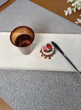 北欧风白色双耳长方形蛋糕托盘