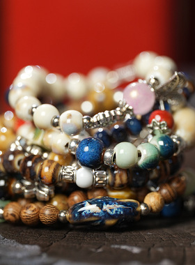 如鱼得水新中式国风景德镇陶瓷手链民族风个性学生闺蜜陶瓷手串