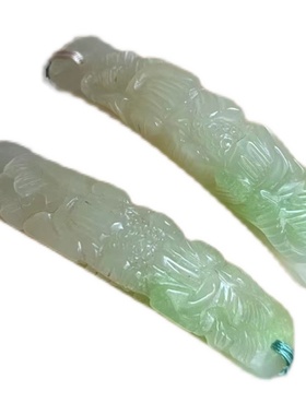 和田玉白玉翠青色花开富贵牡丹花手牌女款手链带证书