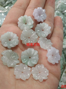 手工雕刻毛衣链玉饰品三瓣花