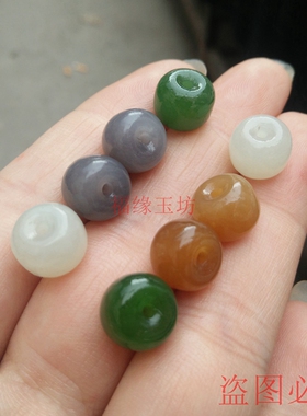 新疆和田玉手链老型珠散珠桶珠手串民族风碧玉糖料青花diy配件