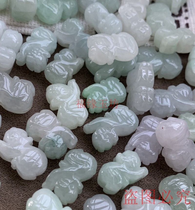 天然翡翠A货玉石十二生肖通孔小老虎立体本命年红绳手链腰链配件,淘宝优惠券,粉丝福利购,淘宝优惠卷