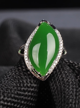 和田玉戒指18k镀玫瑰金碧玉