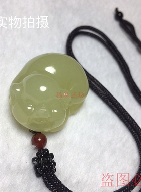 和田玉青白玉生肖发财猪吊坠小牛生肖玉吊坠吉祥物饰品吊坠民族风