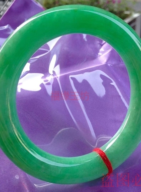 天然翡翠满阳绿冰种手镯细条