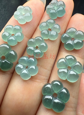 精品蓝水翡翠色五瓣花国风款