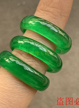 缅甸老坑冰种帝王绿阳戒指