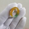 High-quality Burmese jade ring, ice yellow jade floating green ring, same style for men and women, plain ring ring, jade hand ornaments
