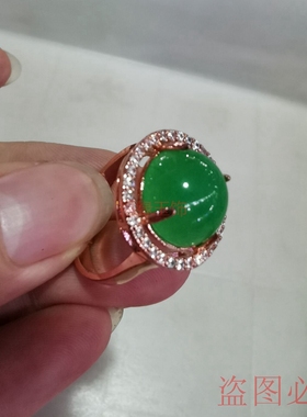 缅甸原石翡翠冰种戒指帝王戒面