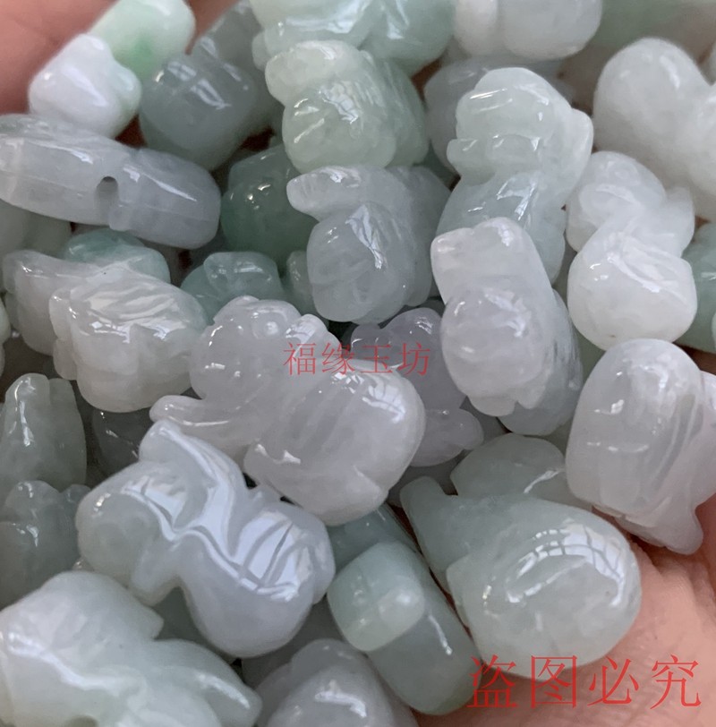 天然翡翠A货玉石十二生肖通孔小老虎立体本命年红绳手链腰链配件,淘宝优惠券,粉丝福利购,淘宝优惠卷