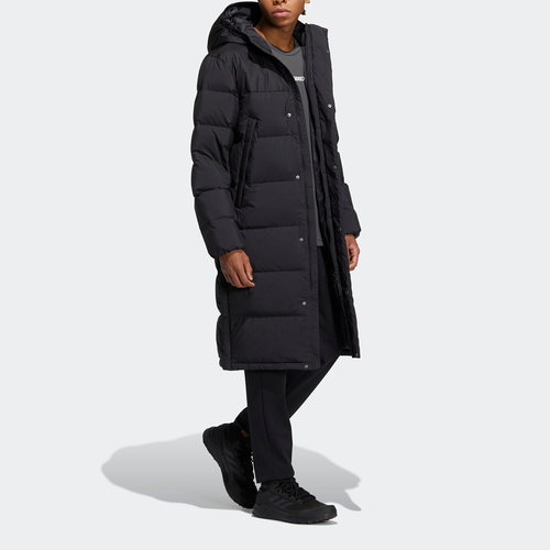 Adidas/阿迪达斯正品男子运动中长款保暖连帽羽绒服HZ5345 - 图1