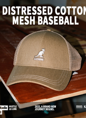 Kangol CottonMeshBaseball美潮街头工装刺绣袋鼠网眼弯檐棒球帽